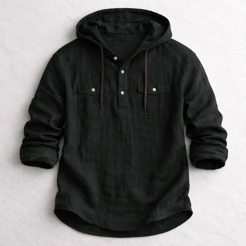 Roberto Russo Cotton Linen Hoodie Shirt Ash & Harbor