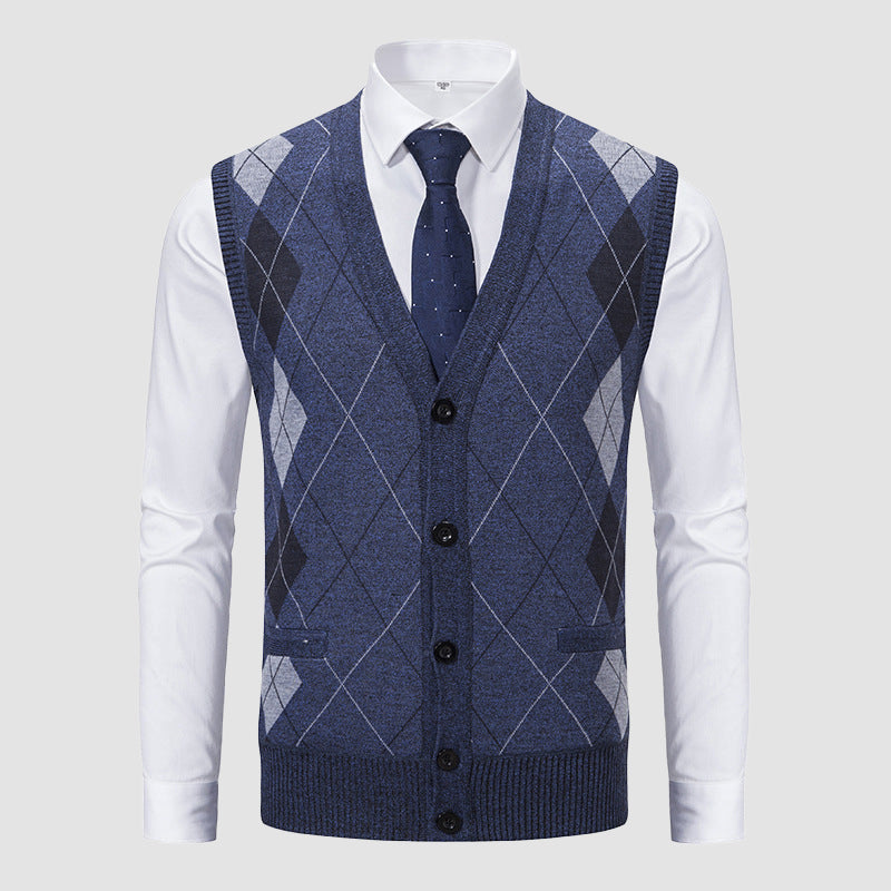 Roberto Russo Diamond Knitted Vest Ash & Harbor