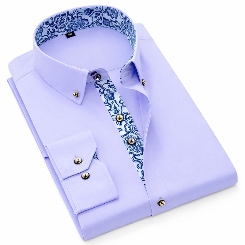 Roberto Russo Dress Shirt with Patterned Inner Detail Ash & Harbor