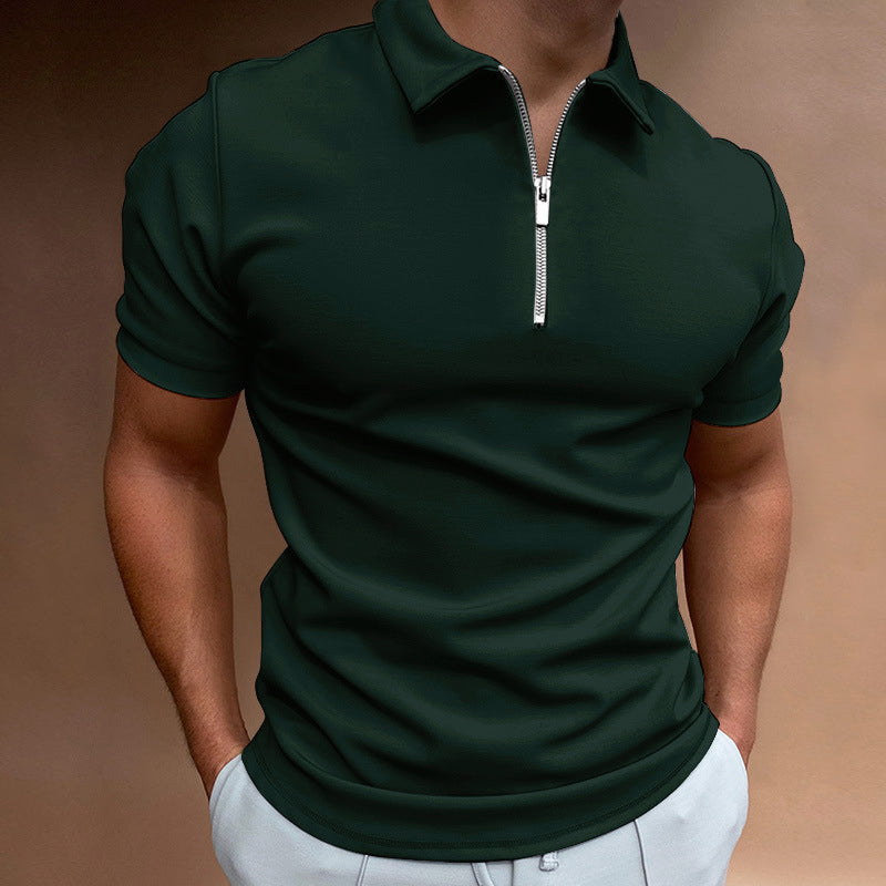 Roberto Russo Half-Zip Short Sleeve Polo Ash & Harbor