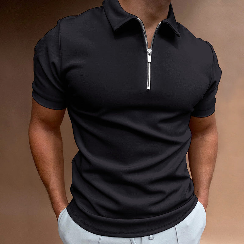 Roberto Russo Half-Zip Short Sleeve Polo Ash & Harbor