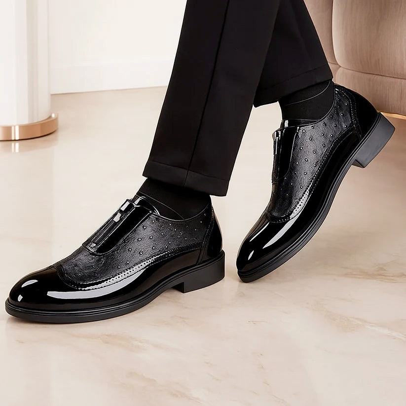 Roberto Russo Ostrich Dress Shoes with Gloss Finish Ash & Harbor