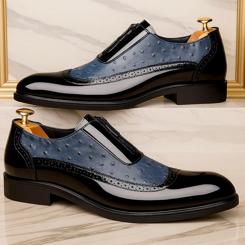 Roberto Russo Ostrich Dress Shoes with Gloss Finish Ash & Harbor
