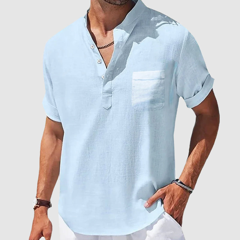 Roberto Russo Sunwalk Henley Shirt Ash & Harbor