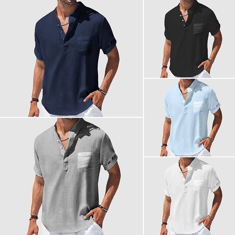 Roberto Russo Sunwalk Henley Shirt Ash & Harbor