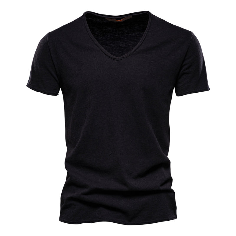 Roberto Russo V-Neck Cotton T-Shirt Ash & Harbor