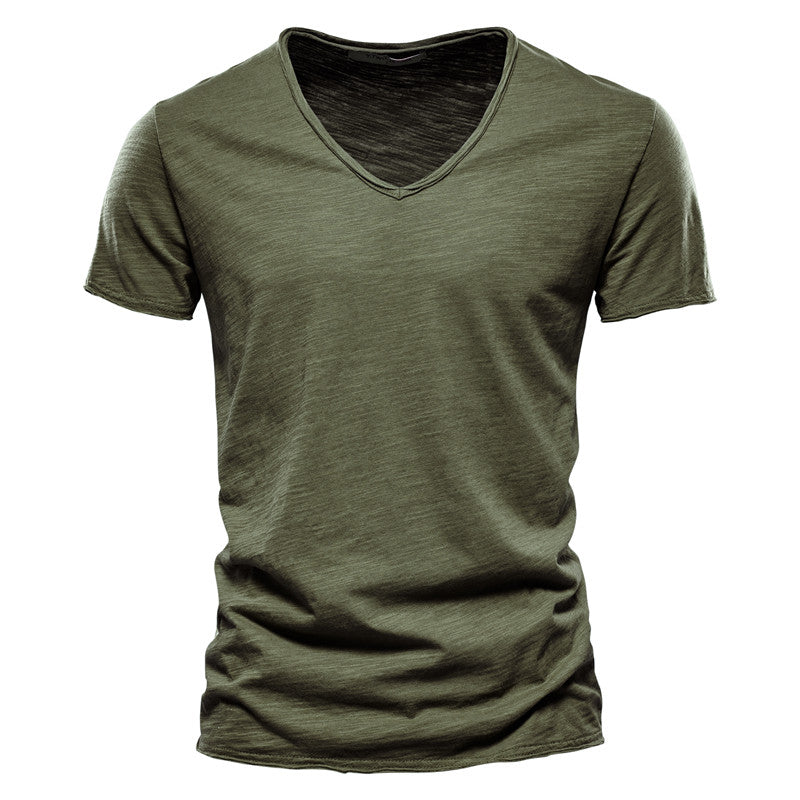 Roberto Russo V-Neck Cotton T-Shirt Ash & Harbor
