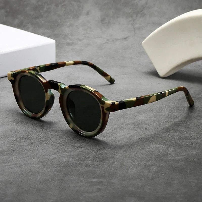 Round Frame Sunglasses with Color-Tinted Lenses