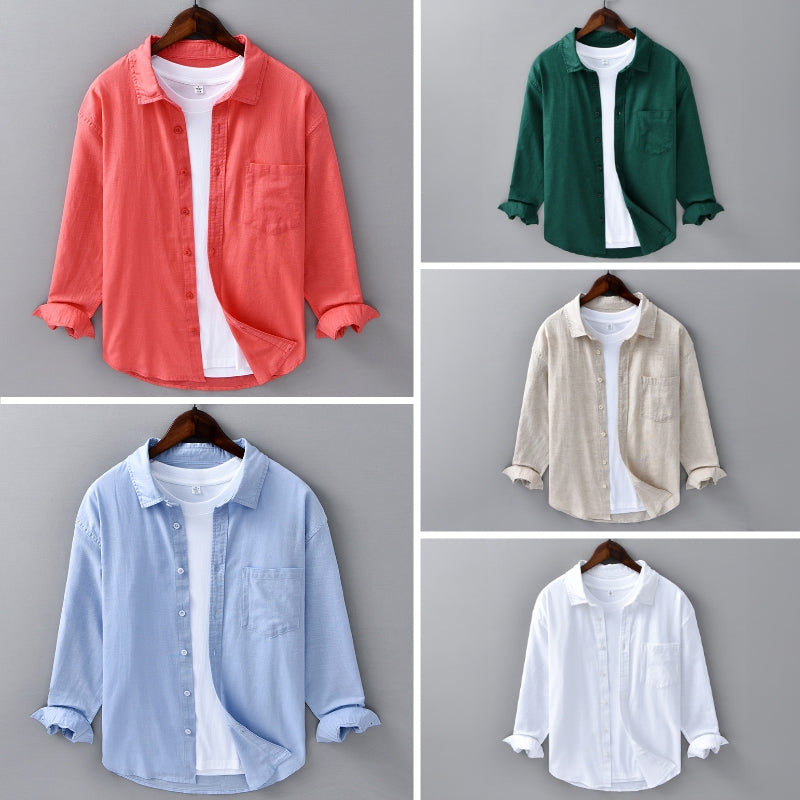 Theodore Willow Azure Linen Shirt Ash & Harbor