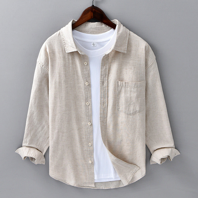 Theodore Willow Azure Linen Shirt Ash & Harbor