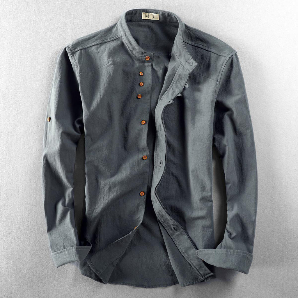 Theodore Willow Osaka Linen Shirt Ash & Harbor