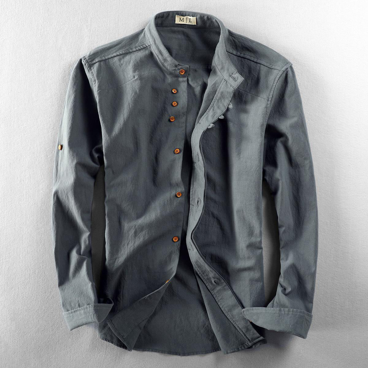 Theodore Willow Osaka Linen Shirt Ash & Harbor