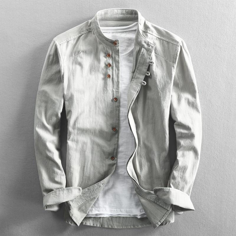Theodore Willow Osaka Linen Shirt Ash & Harbor