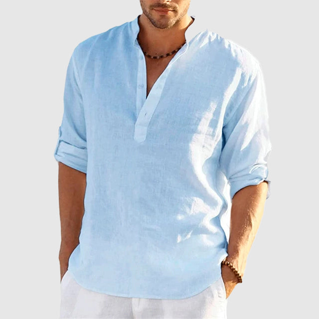 Theodore Willow Perugia Linen Shirt Ash & Harbor