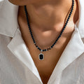 Tiger's Eye Beaded Necklace with Octagonal Pendant