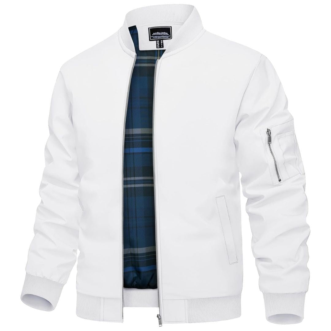 Men's Bomber Jacket Lightweight Windbreaker Plaid Lined