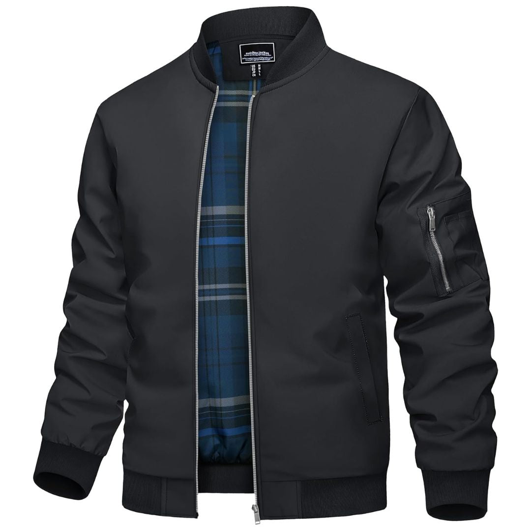 Men's Bomber Jacket Lightweight Windbreaker Plaid Lined