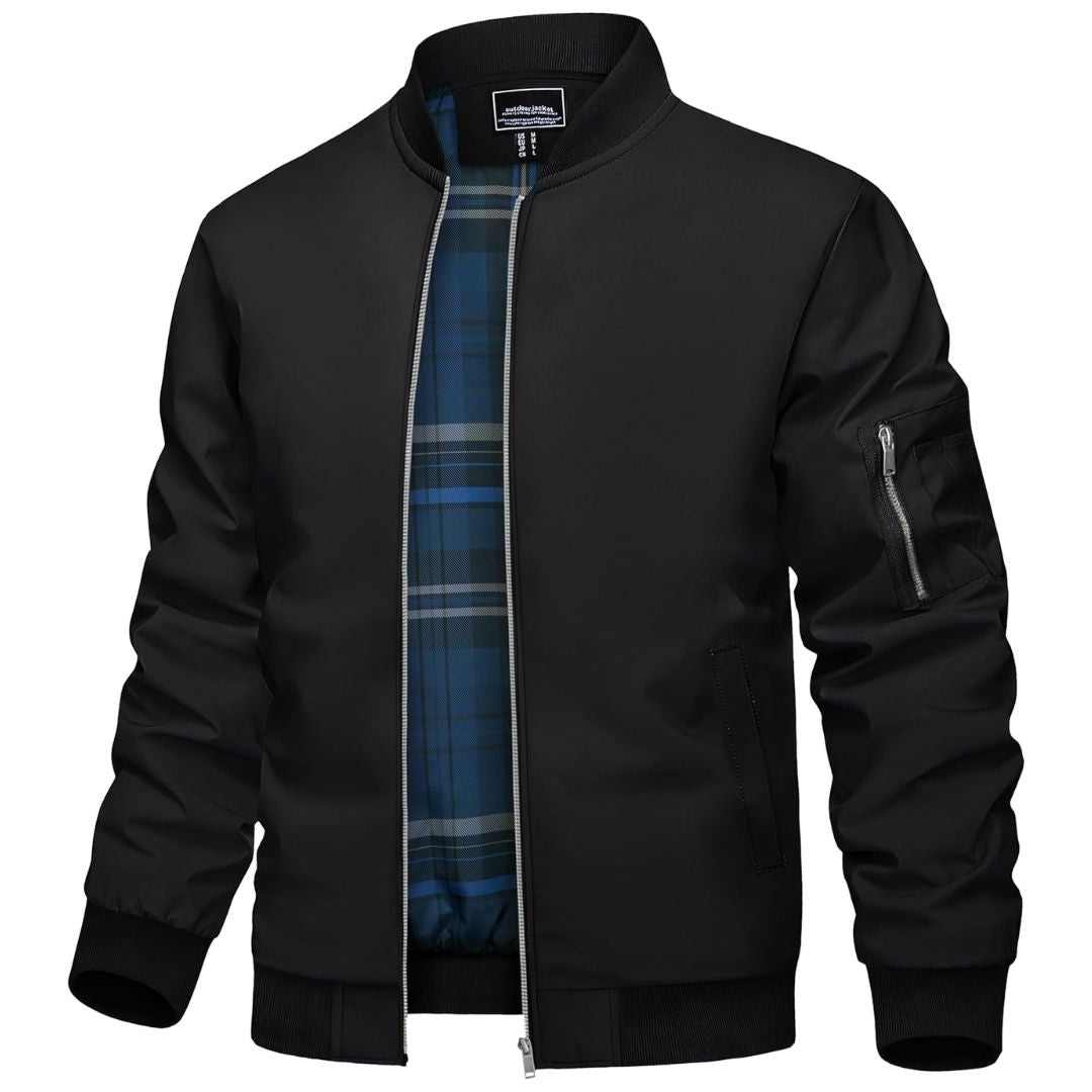 Men's Bomber Jacket Lightweight Windbreaker Plaid Lined