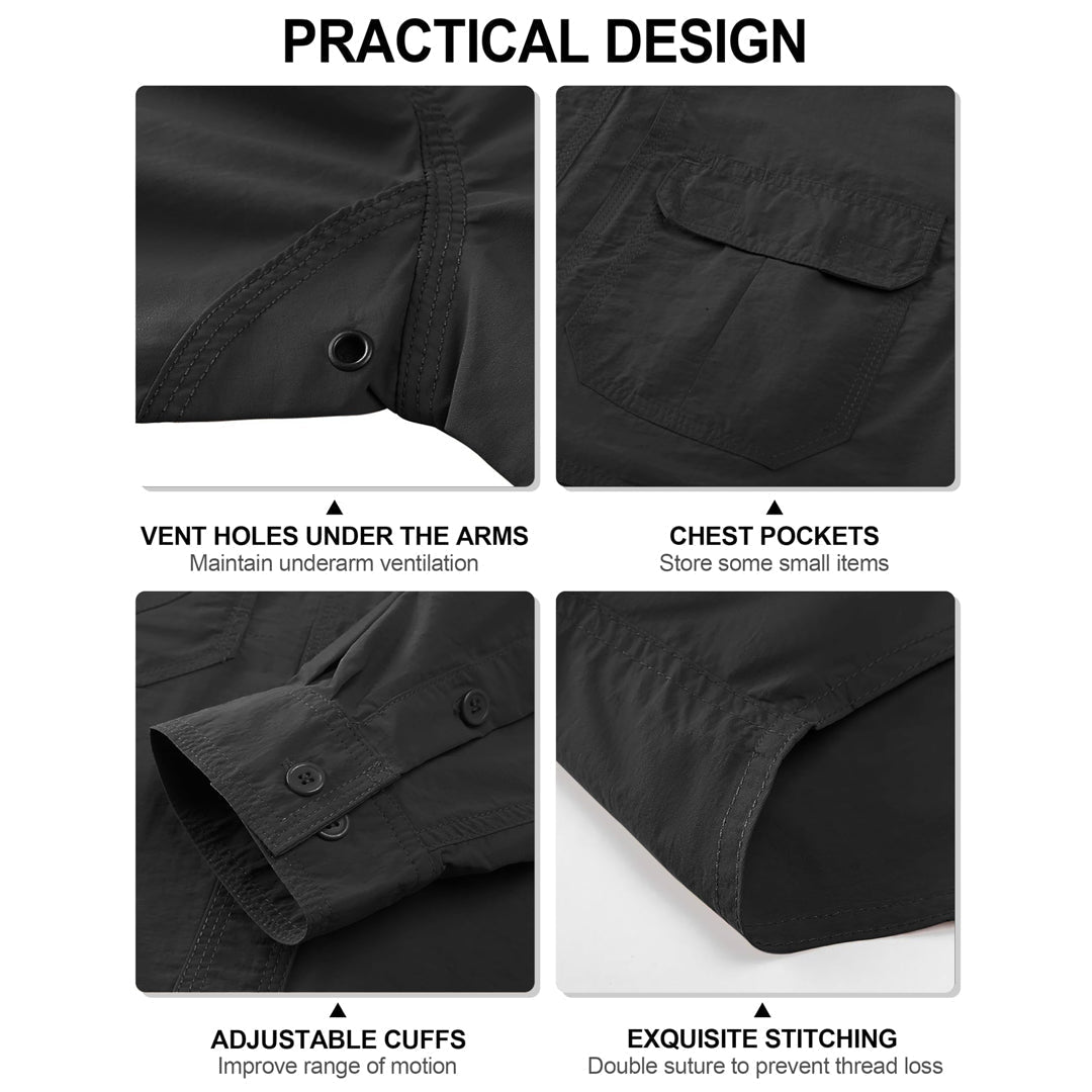 Men's Breathable Quick Dry Long Sleeve Shirts-Men's tops-Calvin Hart-Black-S-Calvin Hart