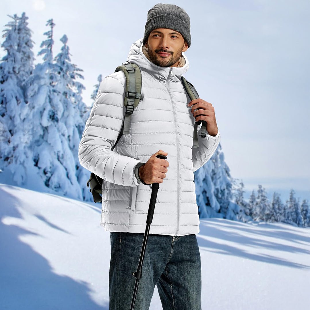 Men's Insulated Puffer Jacket Hooded Warm Winter Coat