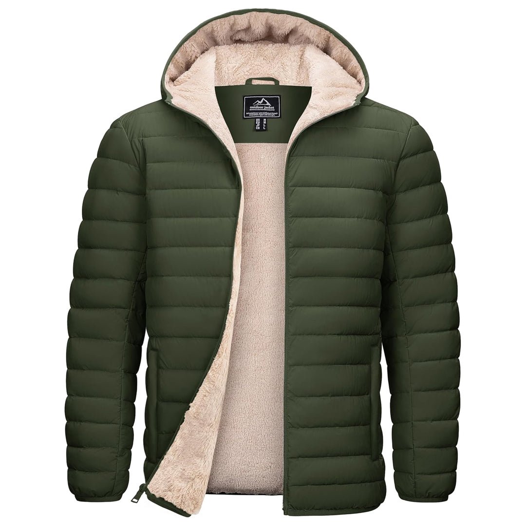 Men's Insulated Puffer Jacket Hooded Warm Winter Coat