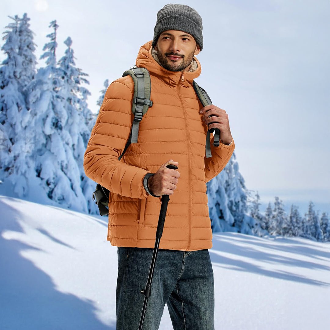 Men's Insulated Puffer Jacket Hooded Warm Winter Coat