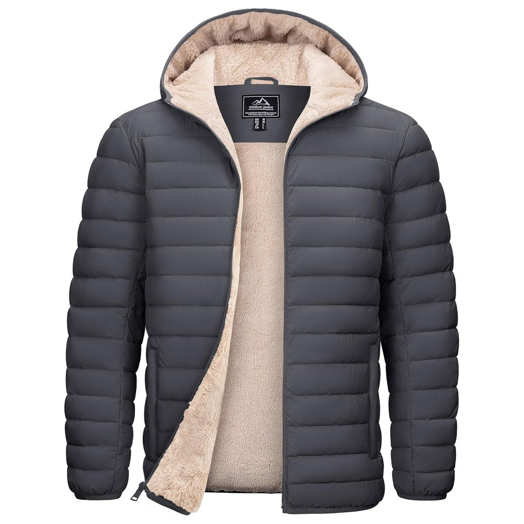 Men's Insulated Puffer Jacket Hooded Warm Winter Coat