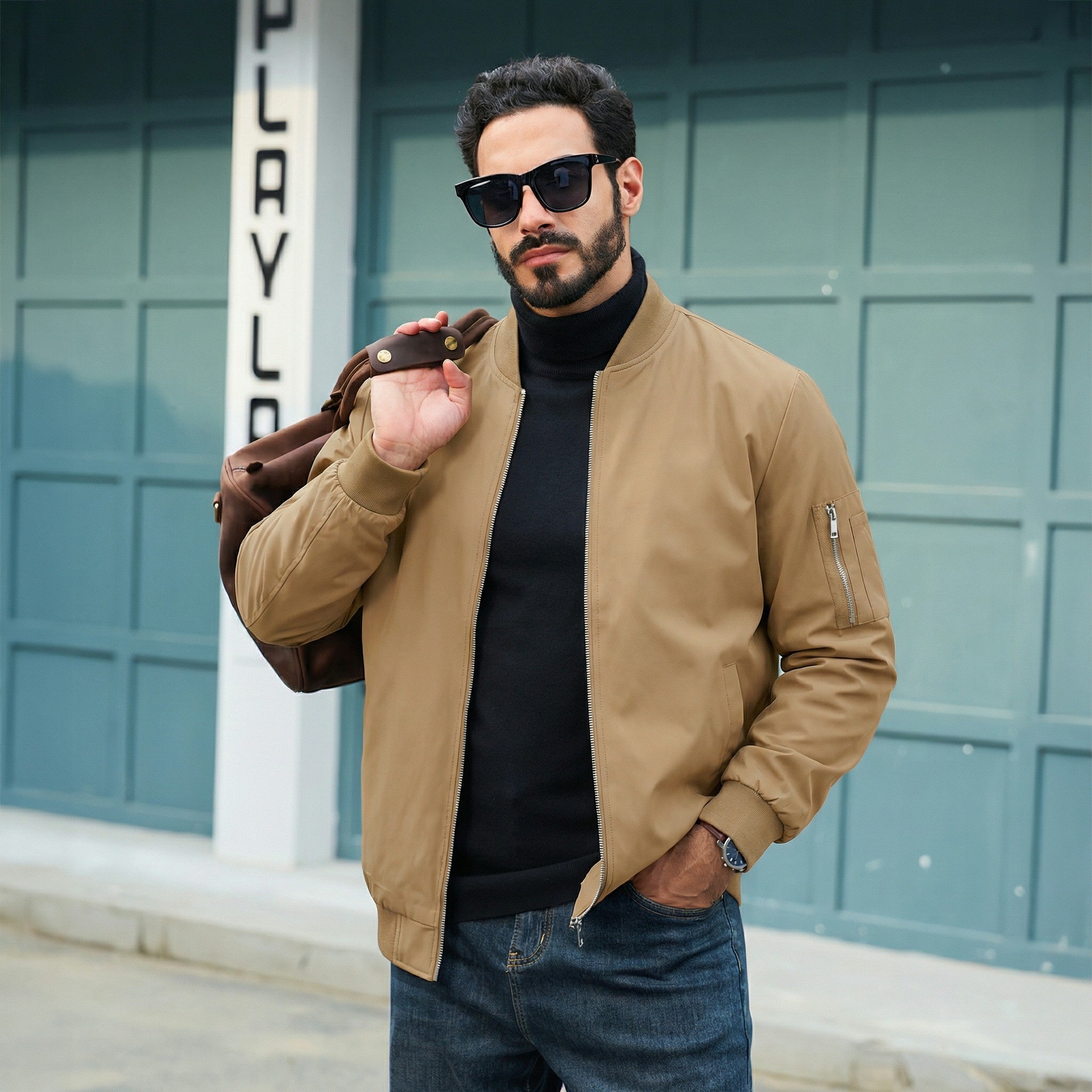 Men's Lightweight Bomber Jacket Casual Windbreaker