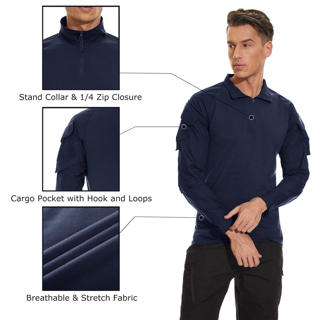 Men's Tactical Military Long Sleeves Shirt-Men's tops-Calvin Hart-Navy-S-Calvin Hart