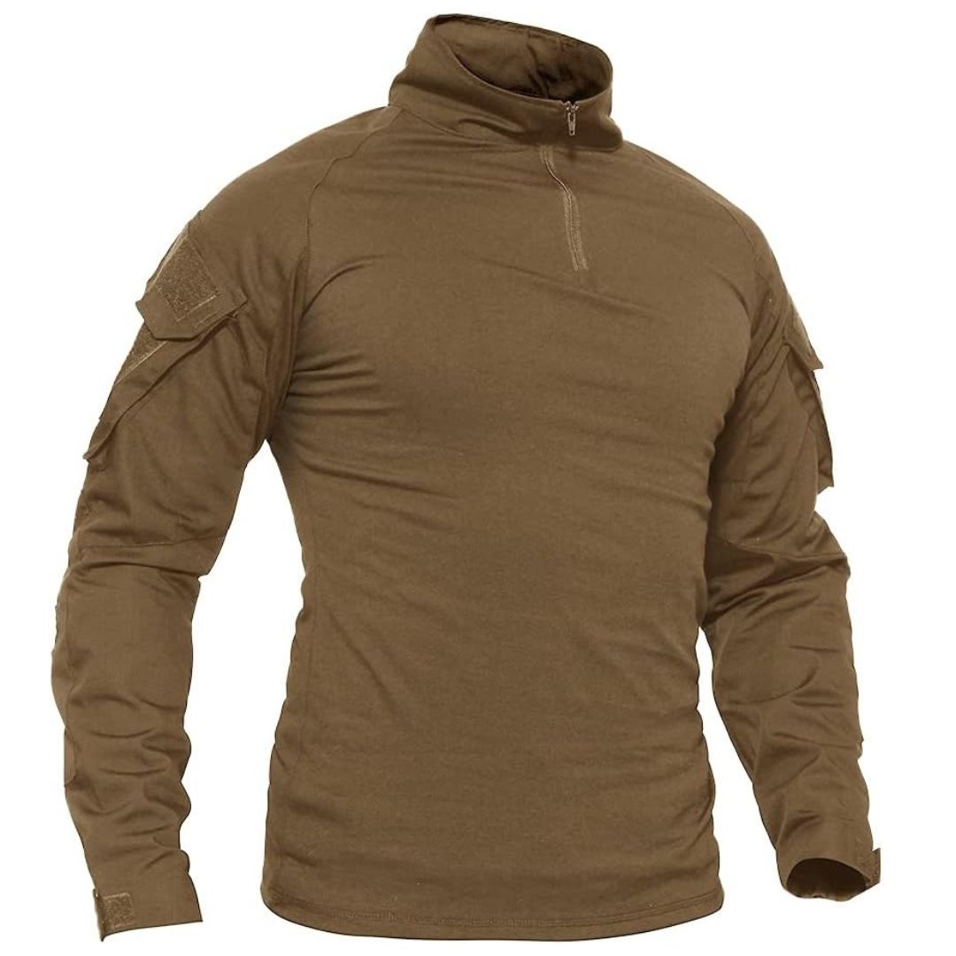Men's Tactical Military Long Sleeves Shirt-Men's tops-Calvin Hart-Brown-S-Calvin Hart