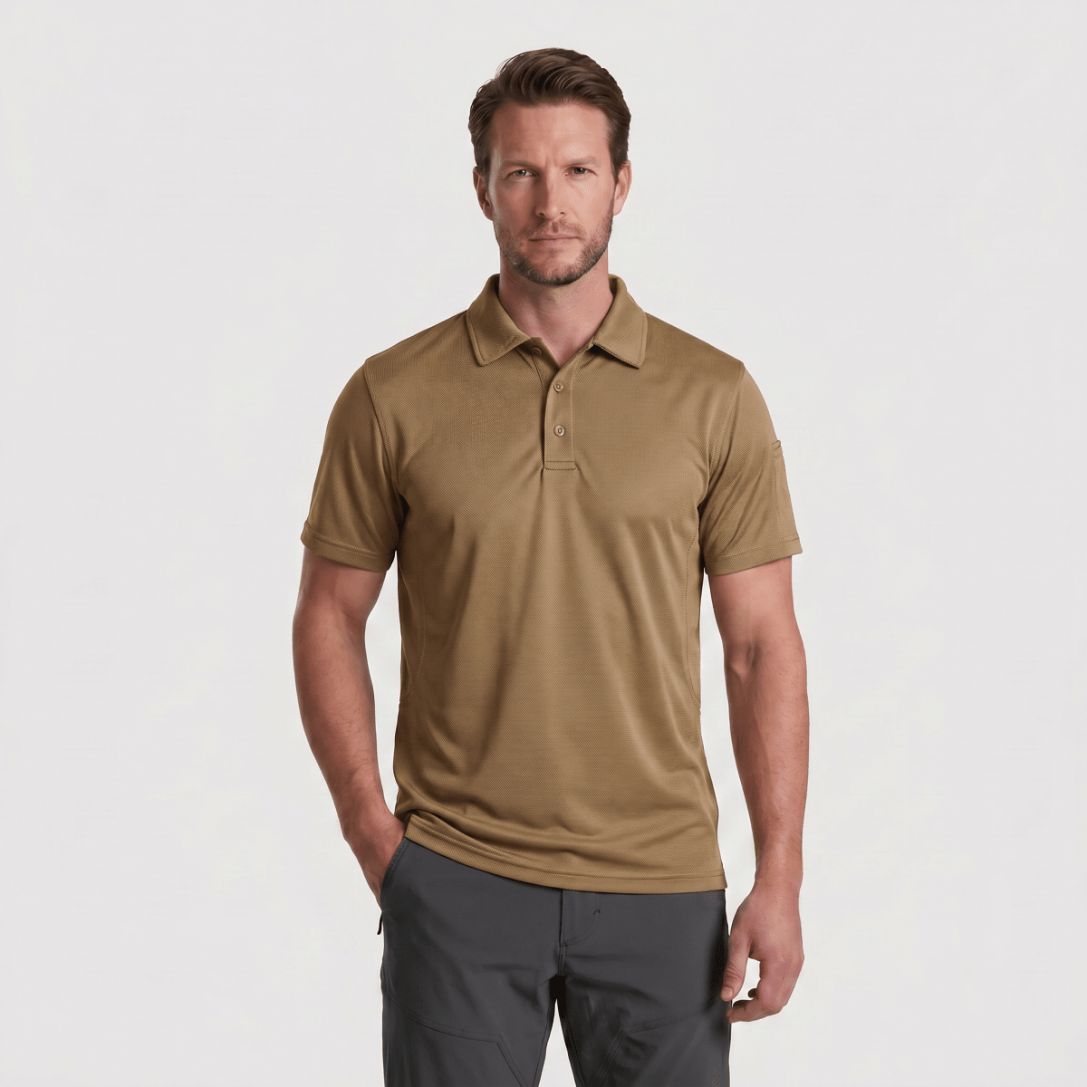 Quick Dry Tactical Polo Top Short Sleeve Shirt-Men's tops-Calvin Hart-Brown-S-Calvin Hart