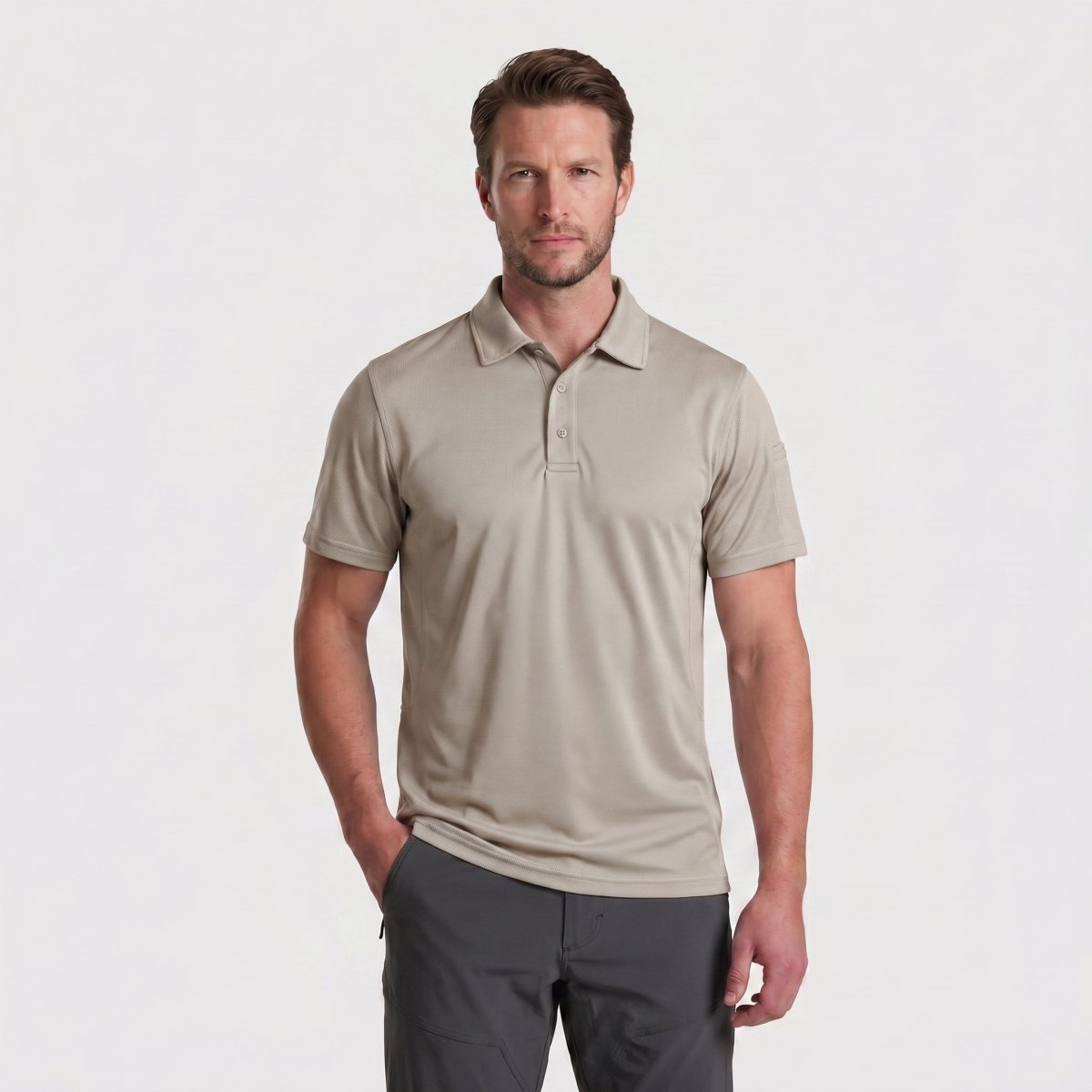 Quick Dry Tactical Polo Top Short Sleeve Shirt-Men's tops-Calvin Hart-Khaki-S-Calvin Hart