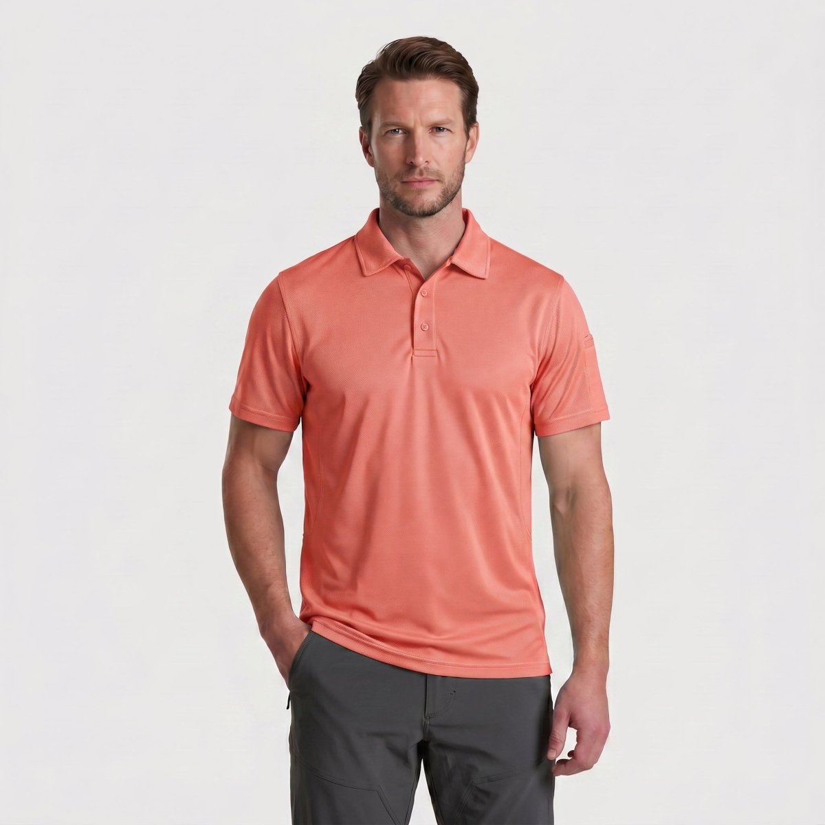 Quick Dry Tactical Polo Top Short Sleeve Shirt-Men's tops-Calvin Hart-Watermelon Red-S-Calvin Hart