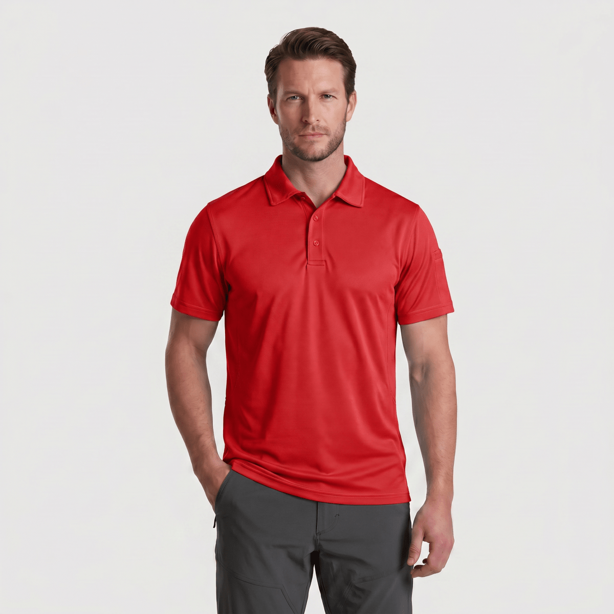 Quick Dry Tactical Polo Top Short Sleeve Shirt-Men's tops-Calvin Hart-Tomato-S-Calvin Hart