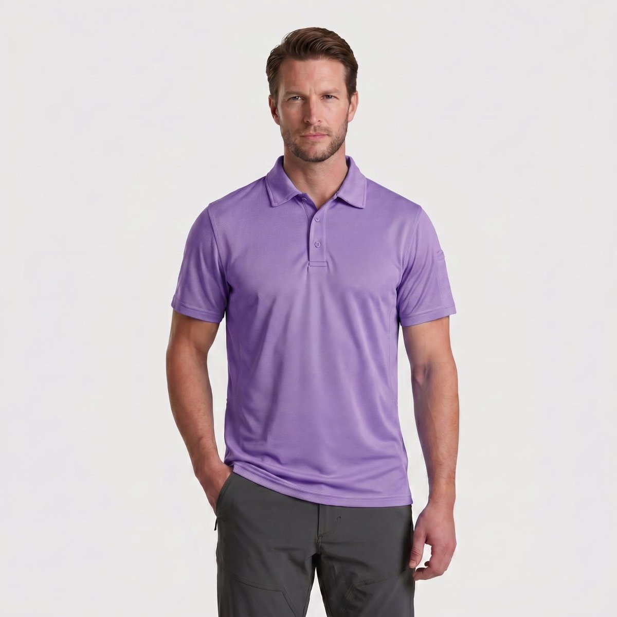 Quick Dry Tactical Polo Top Short Sleeve Shirt-Men's tops-Calvin Hart-Light Purple-S-Calvin Hart
