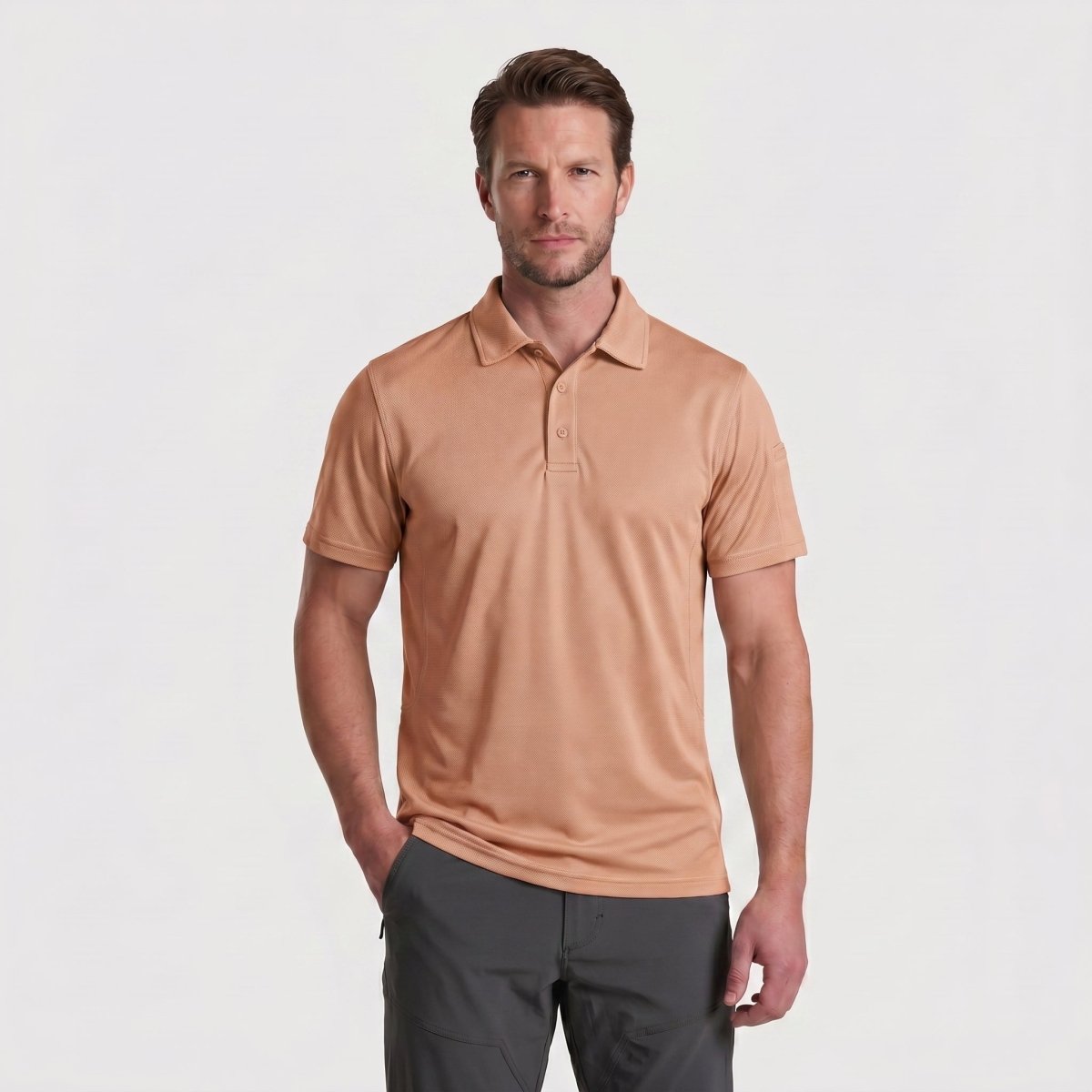 Quick Dry Tactical Polo Top Short Sleeve Shirt-Men's tops-Calvin Hart-Apricot-S-Calvin Hart