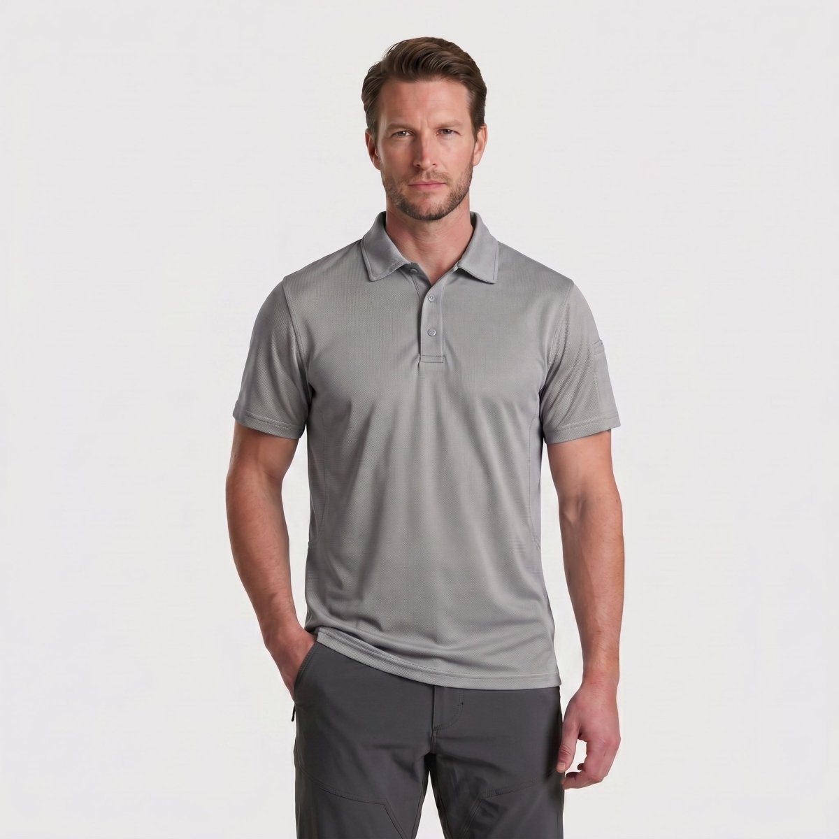 Quick Dry Tactical Polo Top Short Sleeve Shirt-Men's tops-Calvin Hart-Light Grey-S-Calvin Hart