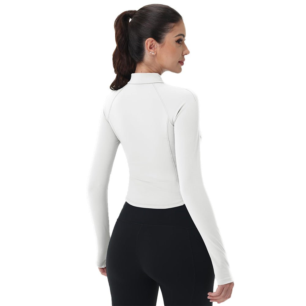 Women's Cropped Zip Up Workout Jacket - Slim Fit Lightweight Yoga Running Top