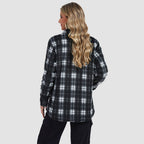Women's Sherpa Lined Flannel Shacket - Warm Plaid Button Down Winter Jacket