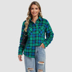 Women's Sherpa Lined Flannel Shacket - Warm Plaid Button Down Winter Jacket