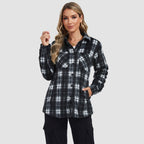 Women's Sherpa Lined Flannel Shacket - Warm Plaid Button Down Winter Jacket