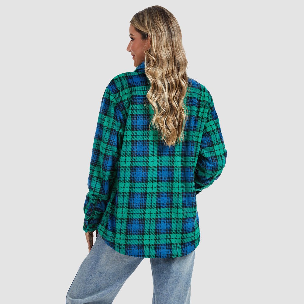 Women's Sherpa Lined Flannel Shacket - Warm Plaid Button Down Winter Jacket