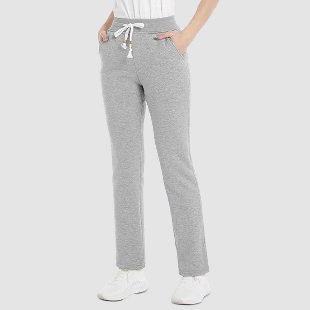 Women's Warm Sherpa Lined Jogger Pants with 3 Pockets-Women's Pants-Calvin Hart-Light Grey-S-Calvin Hart