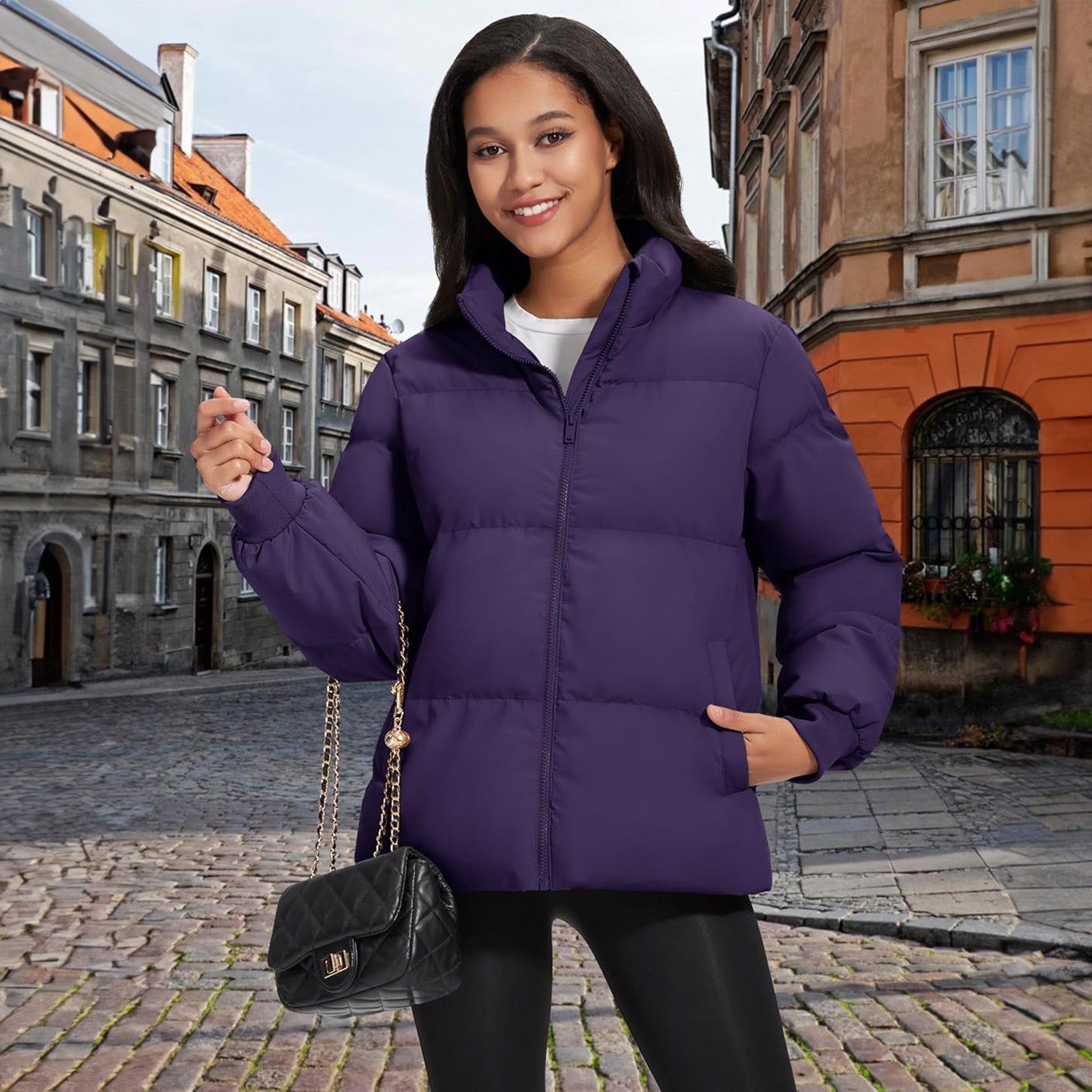Women’s Quilted Down Jacket Warm Water Resistant Puffer Winter Coat