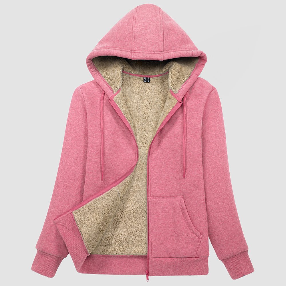 Women's Zip-Up Sherpa Lined Fleece Hoodie Jacket